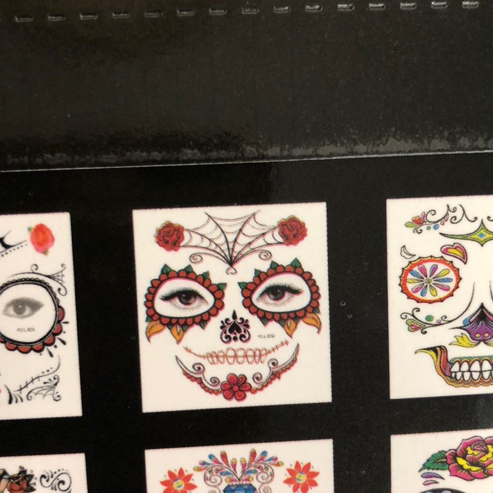 Temporary face tattoo day of the dead